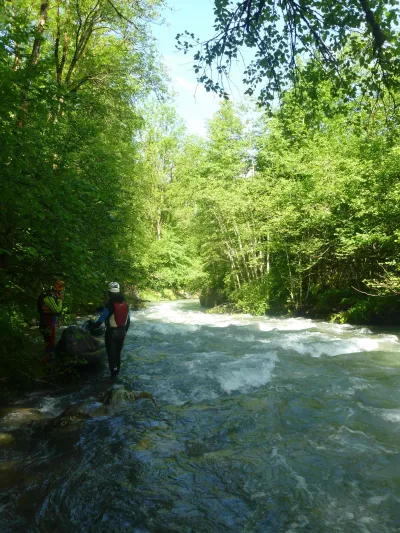 16 juin 2019 - Niveau à 15 m3 ( station Allèves la Charniaz) - Embarquement au  pont d'Escorchevel.